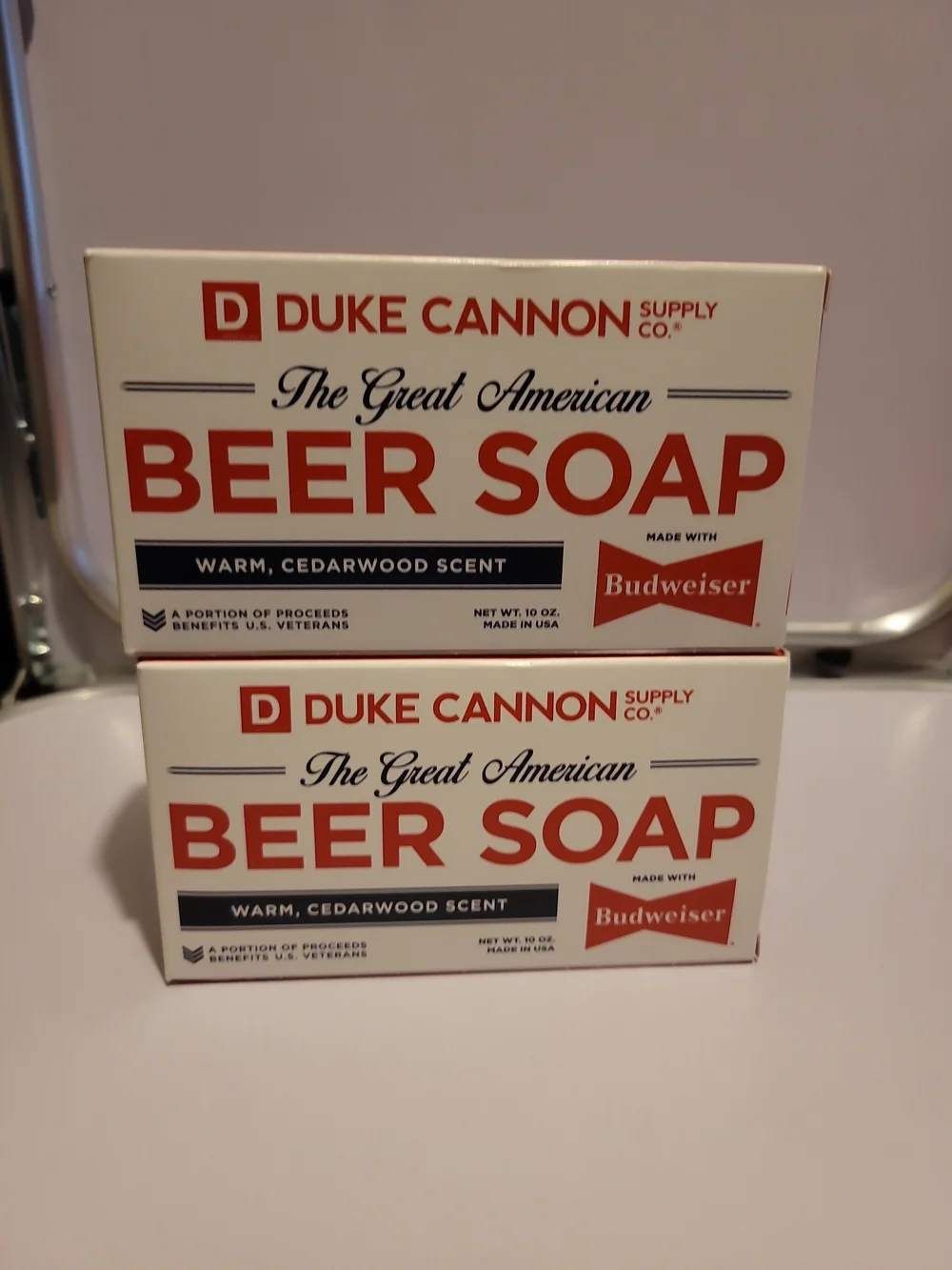 Duke Cannon Beer Soap - Warm Cedarwood Scent (White & Red)